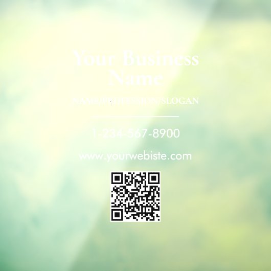 Witte bedrijfsnaam winkelpui QR-code contactgegeve Raamsticker (Vel 3)