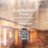 Witte bedrijfsnaam winkelpui QR-code contactinform Raamsticker (Vel 2)