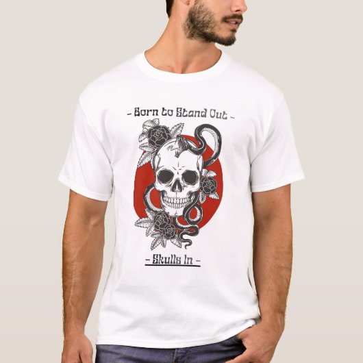 witte bedrukte shirt met schedel ontwerp (Voorkant)