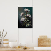 Witte Bee Balm Bloem Art Print Poster (Keuken)
