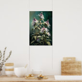 Witte Bee Balm Bloem Art Print Poster (Keuken)