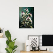 Witte Bee Balm Bloem Art Print Poster (Thuiskantoor)