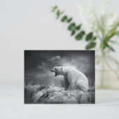 Witte Beer Hunter op ijs in water Briefkaart (Staand voorkant)