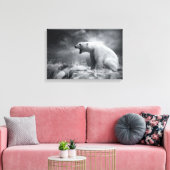 Witte Beer Hunter op ijs in water Canvas Afdruk (Insitu (Woonkamer))