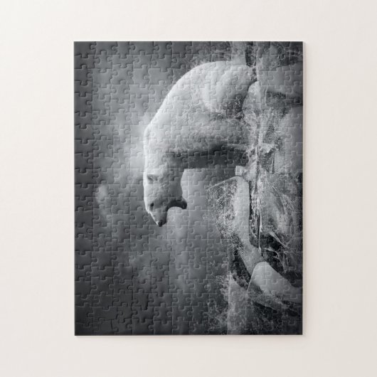 Witte Beer Hunter op ijs in water Legpuzzel (Verticaal)
