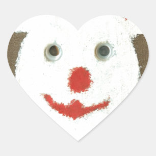 Witte Beer met Rode Neus, Mond en Oren (Kerstman) Hart Sticker