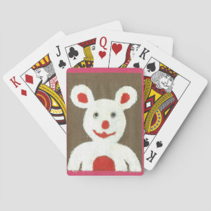 Witte Beer met Rode Neus, Mond en Oren (Kerstman) Pokerkaarten