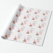 Witte Beer Roze Verjaardag Elke Leeftijd Cadeaupapier (Uitgerold)