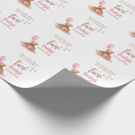 Witte Beer Roze Verjaardag Elke Leeftijd Cadeaupapier