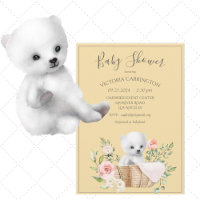 Witte Beer Waterverf Geel Baby shower