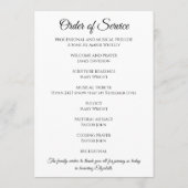 Witte begrafenis of viering van het leven programmakaart (Achterkant)