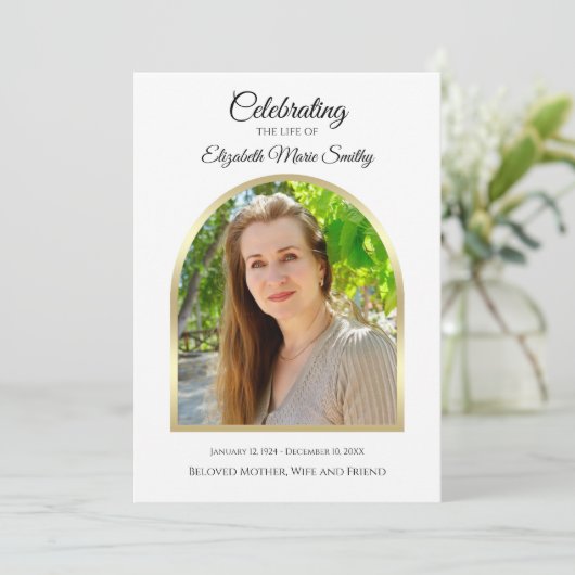 Witte begrafenis of viering van het leven programmakaart (Staand voorkant)