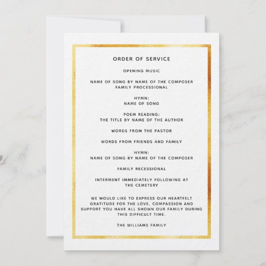 Witte begrafenis viering van het leven fotoprogram kaart (Achterkant)