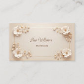 Witte beige 3D bloemen Visitekaartje (Voorkant)