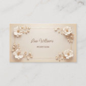 Witte beige 3D bloemen Visitekaartje (Voorkant)