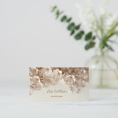 Witte beige 3D bloemen Visitekaartje (Staand voorkant)