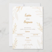 Witte Beige Elegante Bloemen Bruiloft Uitnodiging (Voorkant)
