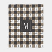 Witte beige en donkerpaarse platte plaat fleece deken (Voorkant)