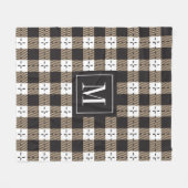 Witte beige en donkerpaarse platte plaat fleece deken (Voorkant (Horizontaal))