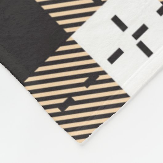 Witte beige en donkerpaarse platte plaat fleece deken (Hoek)