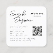 Witte Beige Minimalistische Moderne Influencer Sca Vierkante Visitekaartje (Achterkant)