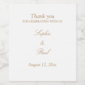 Witte beige Script Wedding Wine Labels Wijn Etiket (Enkel label)