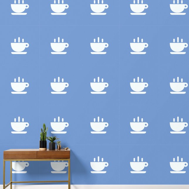Witte beker van Java Blue Kitchen Behang (Hal)