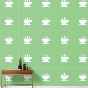 Witte beker van Java Sage Green Kitchen Behang