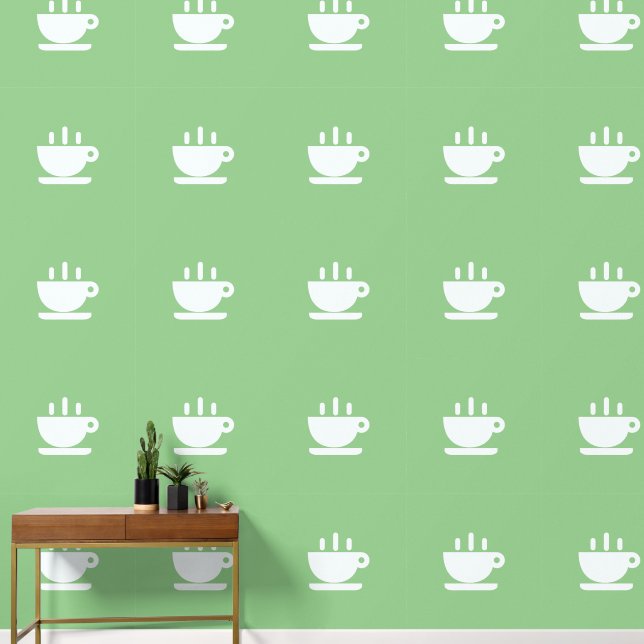 Witte beker van Java Sage Green Kitchen Behang (Hal)