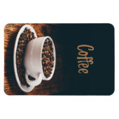 Witte beker vol gebrande koffiebonen magneet (Horizontaal)