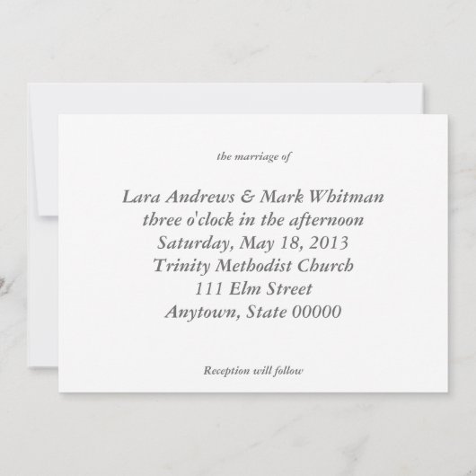 witte belastering op uitnodiging voor linnen bruil (Achterkant)