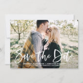 Witte belettering foto Save the Date Aankondiging (Voorkant)