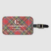 Witte belettering op Red Stewart Tartan Plaid Prin Bagagelabel (Voorkant (horizontaal))