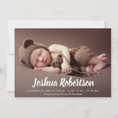 Witte belettering Trendy geboortekaart Aankondiging (Voorkant)