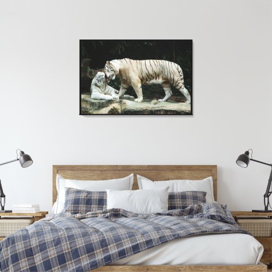 Witte Bengaalse tijger verpakt Canvas Afdruk (Insitu (Slaapkamer))