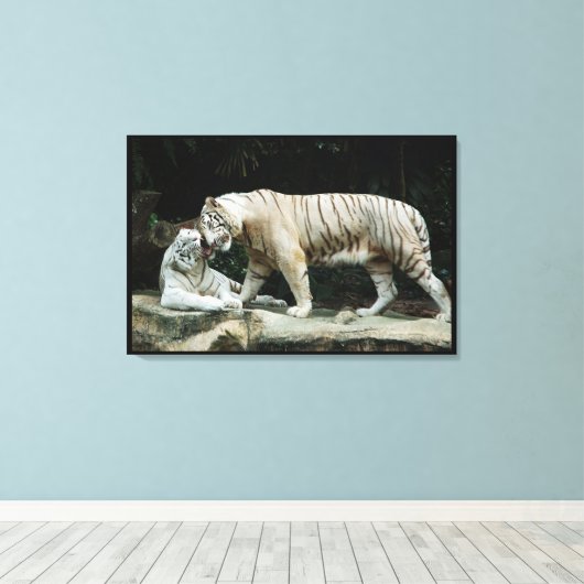 Witte Bengaalse tijger verpakt Canvas Afdruk (Insitu (Houten vloer))