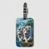 Witte Bengaalse tijgers bij de beek Bagagelabel (Voorkant (verticaal))