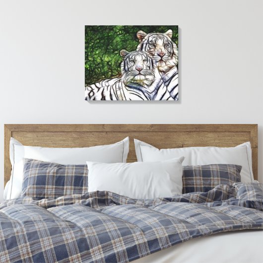 Witte Bengaalse tijgers gewikkeld canvas (Insitu (Slaapkamer))