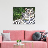 Witte Bengaalse tijgers gewikkeld canvas (Insitu (Woonkamer))