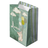 Witte Beren ballonnen Groene Stempels Kinder Medium Cadeauzakje (Achterkant Gekanteld)