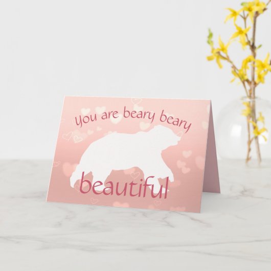 Witte beren silhouet wenskaart kaart (Gele Bloem)