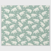 Witte beren, sneeuwvlokken patroon - kerstcadeaus cadeaupapier (Vlak)