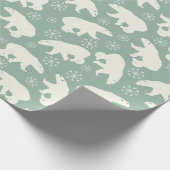 Witte beren, sneeuwvlokken patroon - kerstcadeaus cadeaupapier (Hoek)