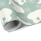 Witte beren, sneeuwvlokken patroon - kerstcadeaus cadeaupapier (Rol Hoek)