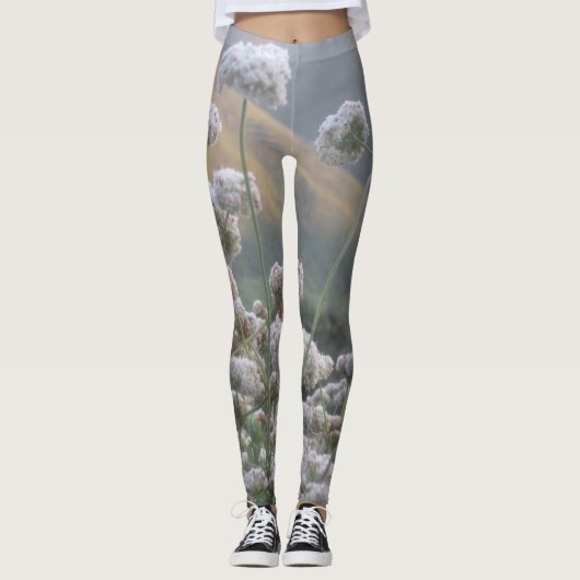 Witte bergbloemen leggings (Voorkant)