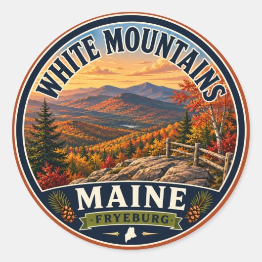 Witte Bergen Fryeburg Maine Ronde Sticker (Voorkant)