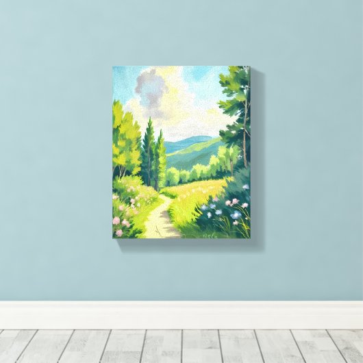 Witte Bergen | Landschapsschilderkunst in New Hamp Canvas Afdruk (Insitu (Houten vloer))