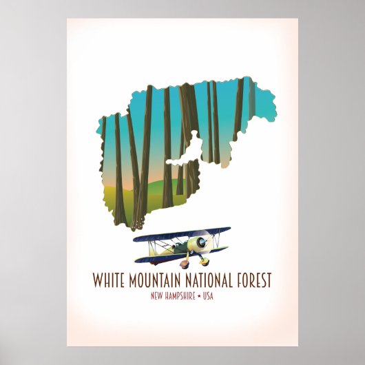 Witte bergen nationaal bos VS kaart Poster (Voorkant)