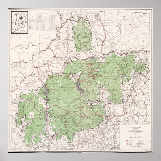 witte bergen Nationale Boskaart (1863) Poster (Voorkant)