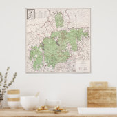 witte bergen Nationale Boskaart (1863) Poster (Keuken)